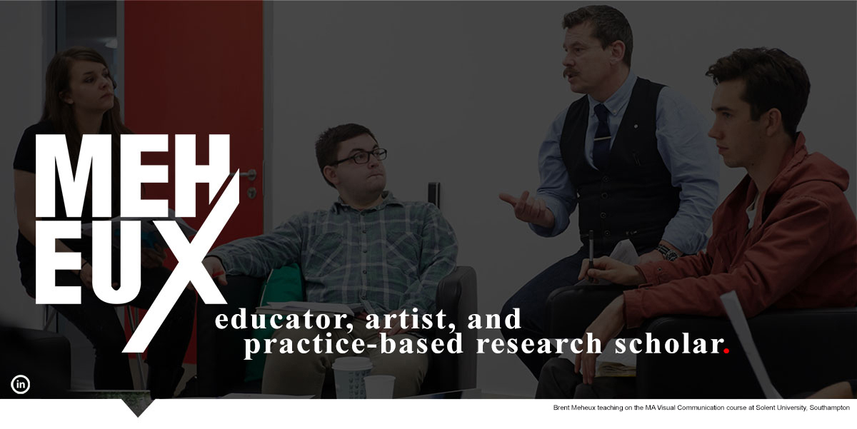 Brent Meheux teaching on the MA Visual Communication course at Solent university, Southampton in 2017